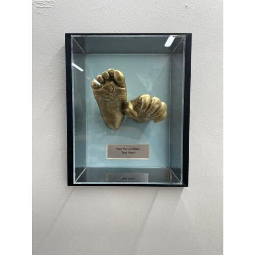 (Gold, White) 3D Baby Handprint Footprint Frame | Personalized Shadow Box Keepsake 2