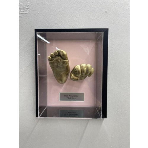 (Gold, Pink) 3D Baby Handprint Footprint Frame | Personalized Shadow Box Keepsake 2