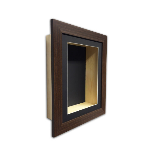 (Mahogany, 28" x 18") 4" Deep Shadow Box Frame: Black Mount Memory Box