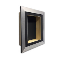 (Silver, 28" x 18") 4" Deep Shadow Box Frame: Black Mount Memory Box