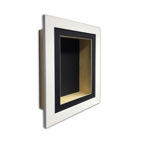 (White, 28" x 18") 4" Deep Shadow Box Frame: Black Mount Memory Box