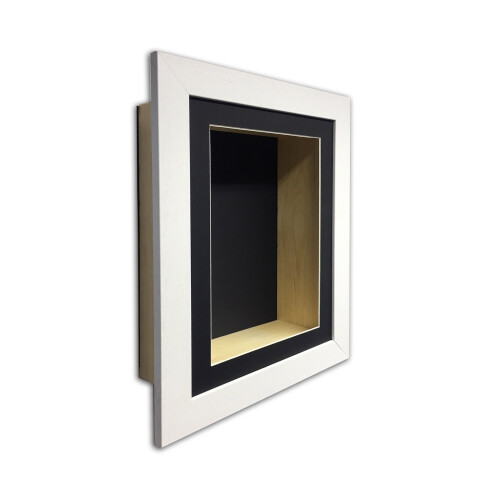 (White, 10" x 8") 4" Deep Shadow Box Frame: Black Mount Memory Box