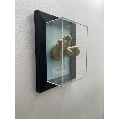 (Gold, Black) 3D Baby Handprint Footprint Frame | Personalized Shadow Box Keepsake 1