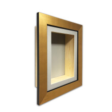 (Gold, A2) 3" Deep Shadow Box Frame: Handmade Memory Box for Keepsakes
