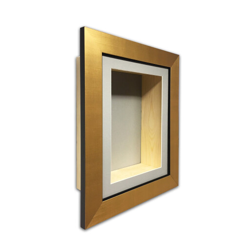 (Gold, 8" x 8") 3" Deep Shadow Box Frame: Handmade Memory Box for Keepsakes