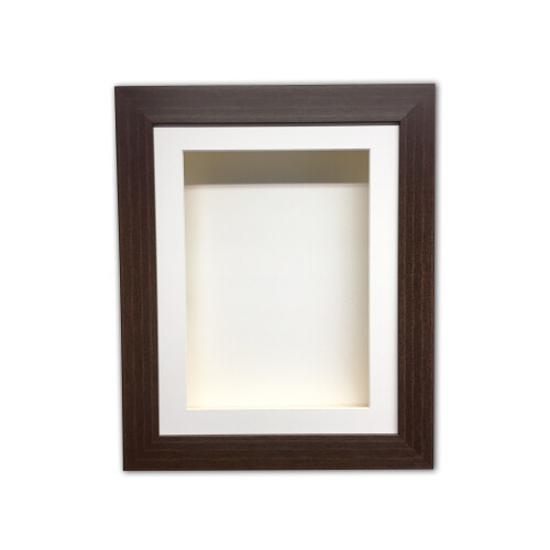 (Mahogany, A4) Extra Deep 3D Box Frame: White Mount Shadow Box (4 inch)