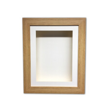 (Oak, A2) Extra Deep 3D Box Frame: White Mount Shadow Box (4 inch)