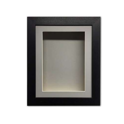 (Black, 16" x 12") Handmade 3D Shadow Box Frame: 2" Deep Memory Box with Grey Mount