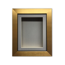 (Gold, 20" x 16") Handmade 3D Shadow Box Frame: 2" Deep Memory Box with Grey Mount