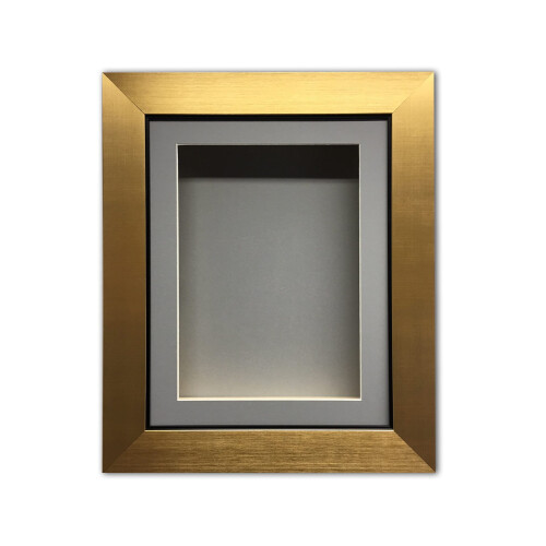 (Gold, 20" x 16") Handmade 3D Shadow Box Frame: 2" Deep Memory Box with Grey Mount
