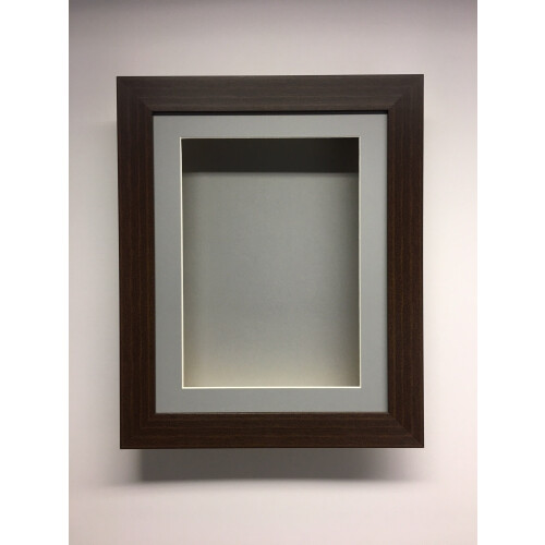 (Mahogany, 8" x 8") Handmade 3D Shadow Box Frame: 2" Deep Memory Box with Grey Mount
