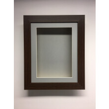 (Mahogany, 28" x 18") Handmade 3D Shadow Box Frame: 2" Deep Memory Box with Grey Mount