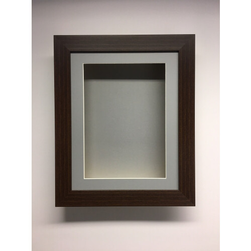 (Mahogany, 28" x 18") Handmade 3D Shadow Box Frame: 2" Deep Memory Box with Grey Mount