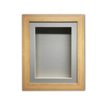 (Oak, 6" x 4") Handmade 3D Shadow Box Frame: 2" Deep Memory Box with Grey Mount