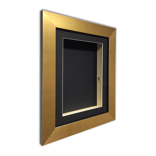 (Gold, 15" x 15") Handmade 3D Shadow Box Frame: Memory Box Display (50mm Deep)
