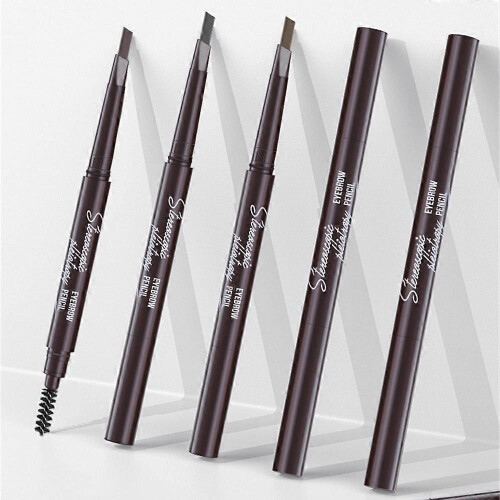 (BlackLight Coffee  2 Pcs) 2PCS Double-end Waterproof Eyeliner Eyebrow Pencil Pen Brush Makeup Tools New 2