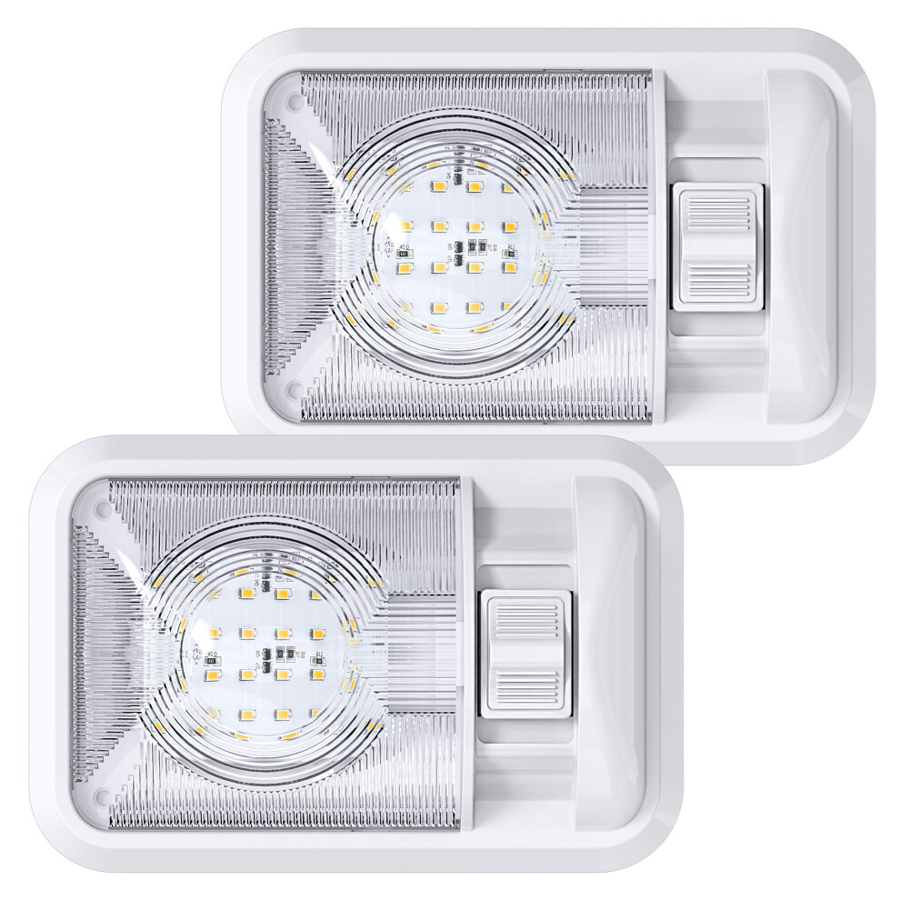 2 Pack 12V Rv Led Interior Dome With Switch, Energy Saving Long Lifespan, Natural 4000K Light/White 9771547009290