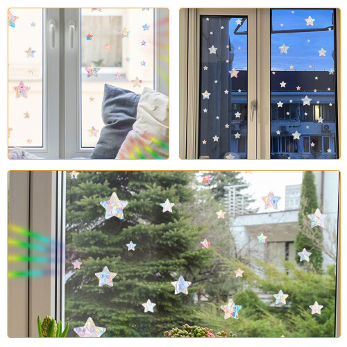 2Sets PVC Prism Window Cling Star Stickers Removable Decorative Decals 2