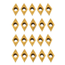 20Pcs DCMT070204 YBC251 Blades Gold Carbide Inserts CNC Lathe Cutter for Lathe Turning Tool Boring Bar