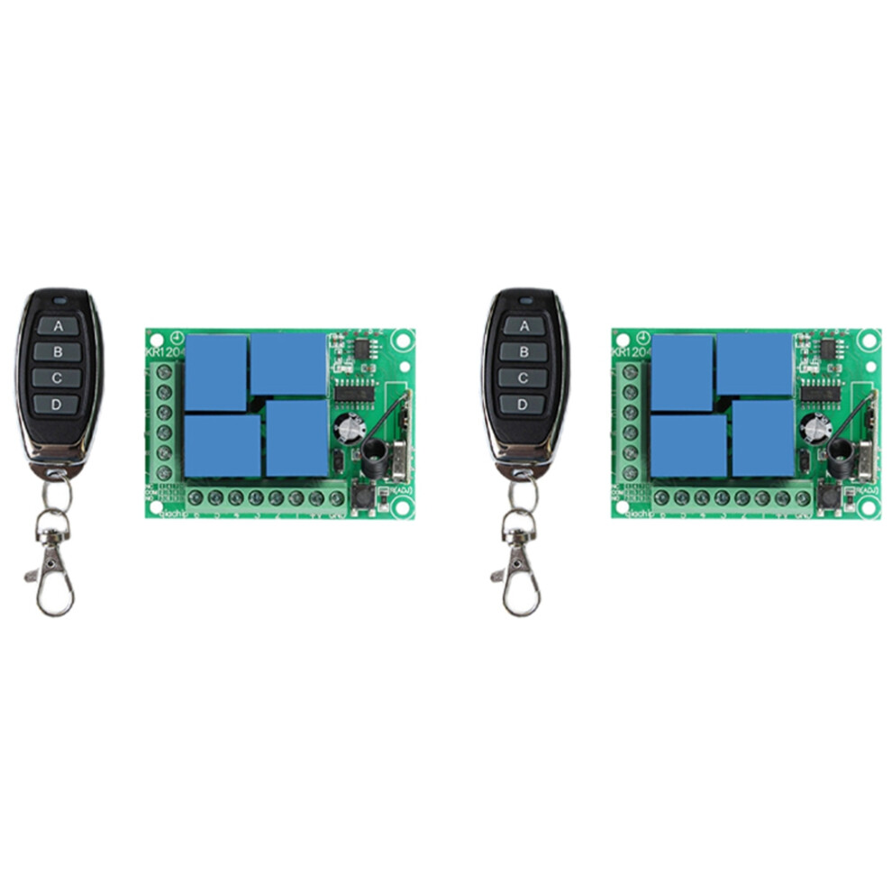 2X 12V 4Ch 4 Ch Wireless Rf Remote Control Light Radio Receiver Module+Transmitter Garage Doors/Lamp 4713629654979