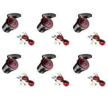 6X PD Type C USB Car Charger and QC 3.0 Quick Charger 12V Power Outlet Socket with /Off for Motorcycle RV ATV