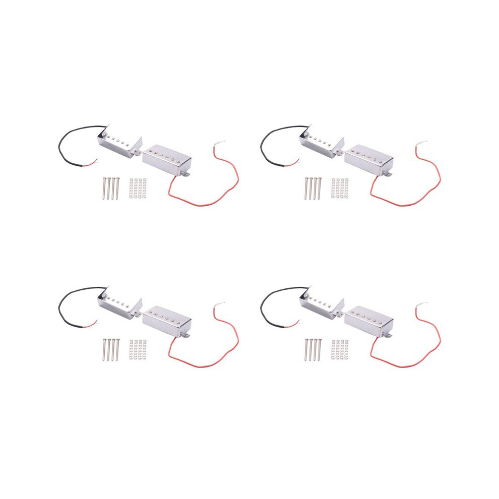Set Of 4 Electric Guitar Humbucker Pickup Neck Bridge Pickups For Lp Guitar Accessories Chrome 6033340118153