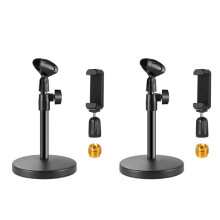 2X Desktop Microphone Holder,with Microphone Clip,Mobile Phone Holder,5/8inch Male to 3/8inch Female Metal Adapter