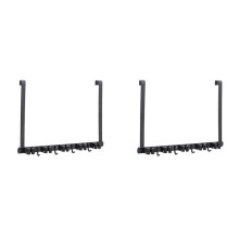 2X Broom Holder Door Mount,over the Door Broom and Mop Holder with 2 over Door Hooks,Broom Hanger,Tool Rack Organizer
