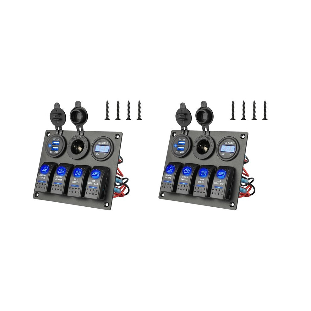 2X 12-24V 4 Gang Toggle Led Rocker Panel Circuit Breaker Waterproof For Car Marine Boat 4713549682304