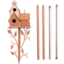 2X Garden Bird House with Pole Metal Bird Feeders Garden Stakes Bird Houses for Courtyard Backyard Patio Outdoor Style E
