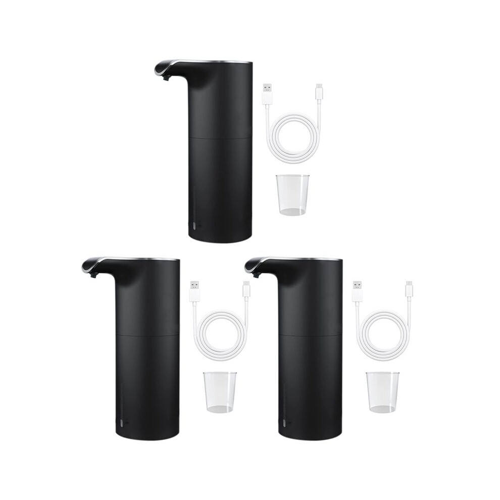 3X Automatic Soap Dispenser Black, Foam Soap Dispenser Rechargeable Non-Contact Automatic Soap Dispenser for Bathroom