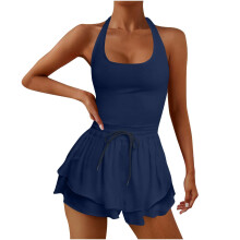 Women's Romper Sleeveless Running Athletic Padded-Dark Blue XXL
