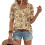 Women's  Short Sleeve Button-Down V-Neck Shirts rSets -Yellow M 1