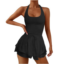 Women's Romper Sleeveless Running Athletic Padded Bras-Black XL