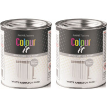 2 x 300ml Brilliant White Radiator Tin Paint Heat Resistant Quick Dry