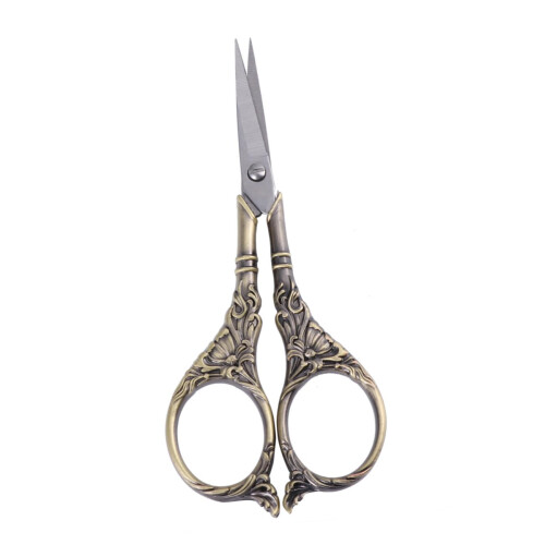 Antique Lily Pattern Embroidery Scissors with Precise Cutting Blades, Ergonomic Handle for Sewing Crafts