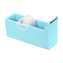 Small Blue Desktop Tape Dispenser Cutter Holder, Compact SpaceSaving Design with Clean Cut Metal Blade, Fits 17mm Core Tapes for Office and Home