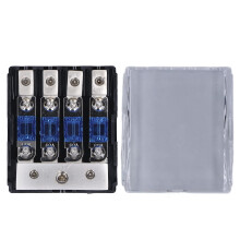 60A Power Distribution Block Car Audio Fuse Holder 4 Way Distributor with Transparent Cover for RV Truck Boat Solar System