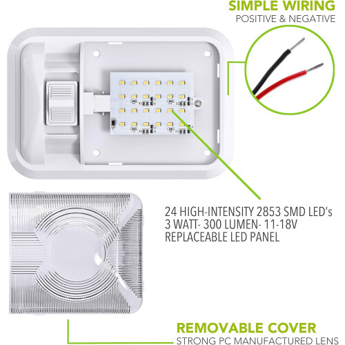 LED RV Interior Ceiling Dome Light 12V Bright Energy Saving with Switch for Camper Trailer 2