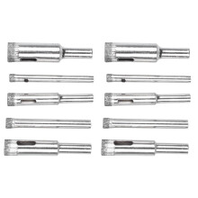 10Pcs Diamond Coated Core Hole Saw Bit Set Tool for Tile Marble Glass Ceramic 5/6/8/10/12mm