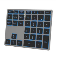 Tri-Mode-Nummernblock, 7-Farbige LED-Hintergrundbeleuchtung, BT5.0/USB/2.4G, Kabellos, Wiederaufladbar, Nummernblock,