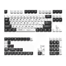 135-Tasten-Tastenkappen-Set, Pbt-Farbsublimationsdruck, Schwarz-Weiß-Tastenkappen für Mechanische Tastaturen, Ersatz-Tastenkappe