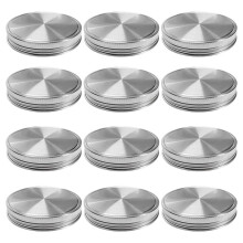 Stainless Steel Wide Mouth Mason Jar Lids with Silicone Seals, Leak Proof Storage Caps, Pack of 12 71mm