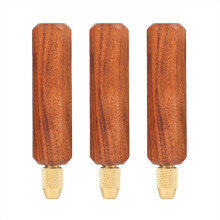 3Pcs Wooden File Handle Small File Handle with Brass Collet Chuck File Handle for Woodworking Metal Tools