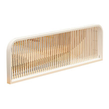 Striped Glass Restaurant Partition with Iron Frame, Frosted Matte Dining Area Divider 30x140cm White