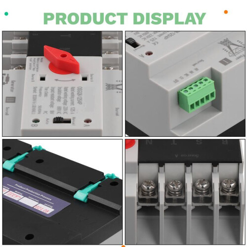 Single Phase Din Rail ATS 2P 125A AC220V Dual Power Automatic Transfer Electrical Selector Switches Uninterrupted 2