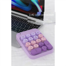 Portable USB 2.4G Wireless Number Keyboard 18 Keys Retro Round Keycads Cute Number Keypad for Window7/8/10 Green