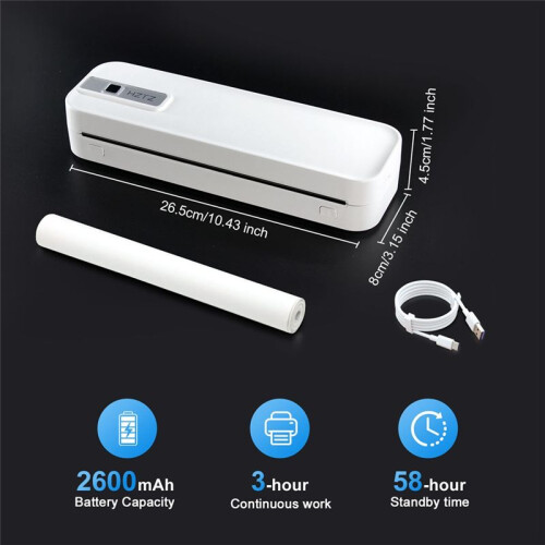 HZTZ Portable Printer Wireless for Travel, Thermal Printer Inkless, Small Compact Printer Support Folding Paper/Rolling 1