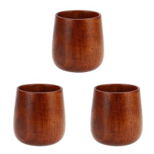 3X Primitive Tasse à ThÉ en Bois Fait à la Main en Bois Naturel Petit DÉJeuner BiÈRe au Lait