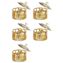 5X Ramadan Trays with Lid - Metal Gold Eid Mubarak Tray Ramadan Plate Candy Dish Food Container Cookie Trinket Box